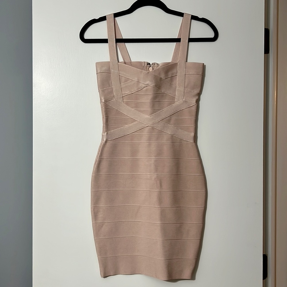 Blush pink, bodycon dress